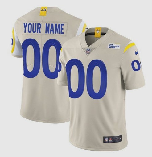 Mens womens youth Rams #00 Custom Limited Jersey cream