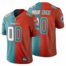 Mens womens youth Dolphins #00 Custom Split Jersey Aqua red