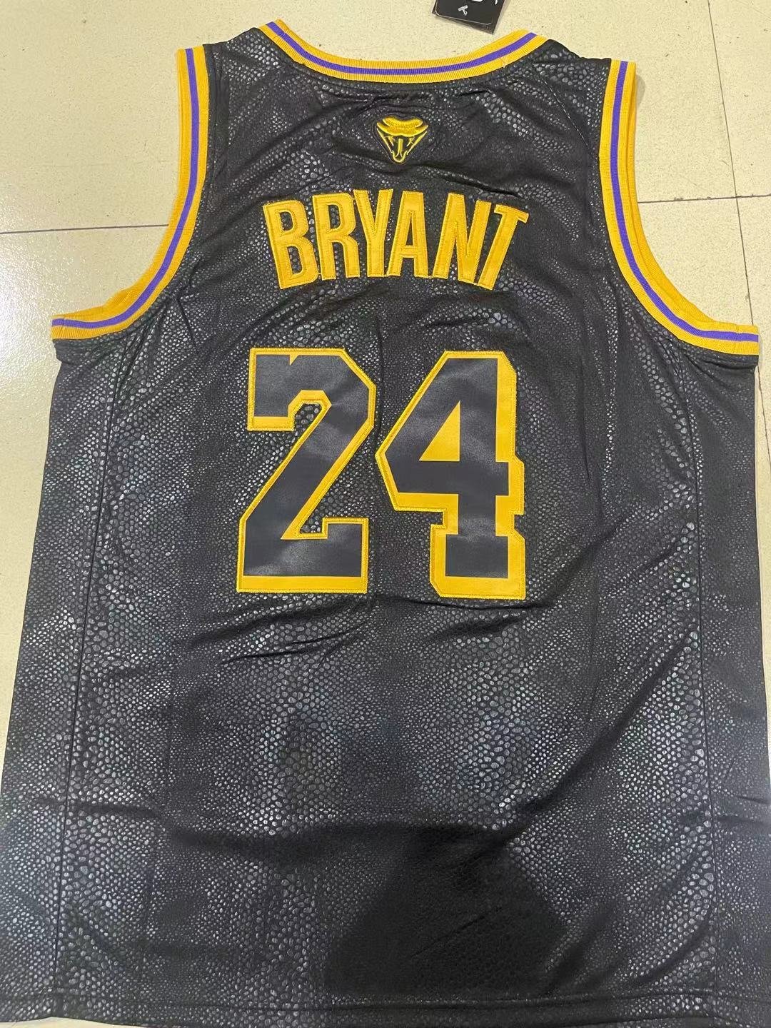 Men's Lakers #24 Kobe Bryant Mamba Jersey Snake Pattern Black New 2023