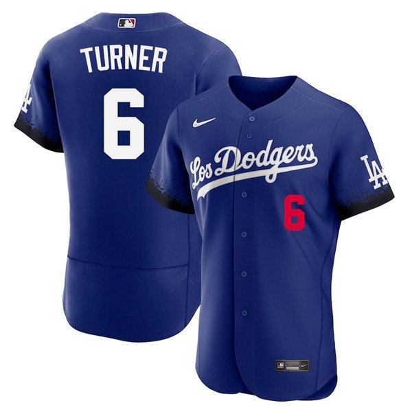 Men's Los Angeles Dodgers 6 Trea Turner Flex Baseball City Jersey Royal