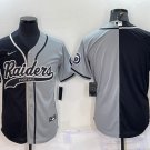 Men's Las Vegas Raiders Blank Split Baseball Jersey Sign Joitly Gray Black