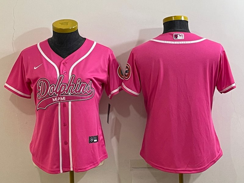 Women's Dolphins Blank Joitly Baseball Jersey Pink