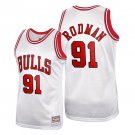 Men's Chicago Bulls #91 Dennis Rodman Basketball Jersey White Throwback