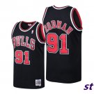 Men's Chicago Bulls 91 Dennis Rodman Basketball Jersey Black Throwback