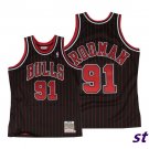 Men's Mitchell Ness Bulls #91 Dennis Rodman Jersey Red Stripe