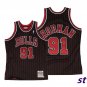 Men's Mitchell Ness Bulls #91 Dennis Rodman Jersey Red Stripe