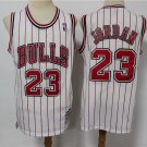Men's Mitchell Ness Bulls Michael Jordan Jersey White Stripe Classic