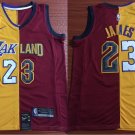 Men's Lakers #23 LeBron James Jersey Yellow RED Split spliced Edition