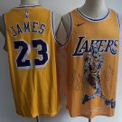 Men's Lakers #23 LeBron James Portrait Version Jersey Yellow