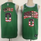 Men's Celtics #0 Jayson Tatum Stitched Jersey Green USA Flag