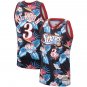 Men's #3 Allen Iverson Mitchell Ness Floral Fashion Jersey Black