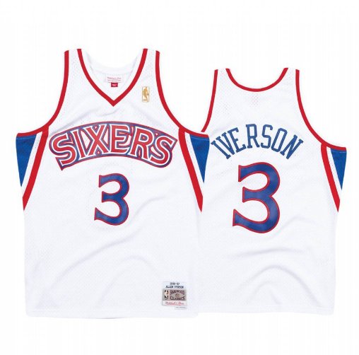 Men's Allen iverson 76ers throwback Mitchell jersey white