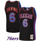 Men's Philadelphia 76ers #6 Julius Erving MN Retro Basketball Jersey Black