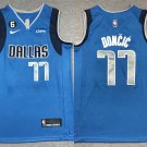 Men's Youth Mavericks #77 Luka Doncic Jersey Blue 2023 Stitched