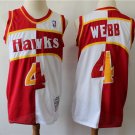 Men's Hawks #4 Spud Webb Home & Away Split Jersey Red-White