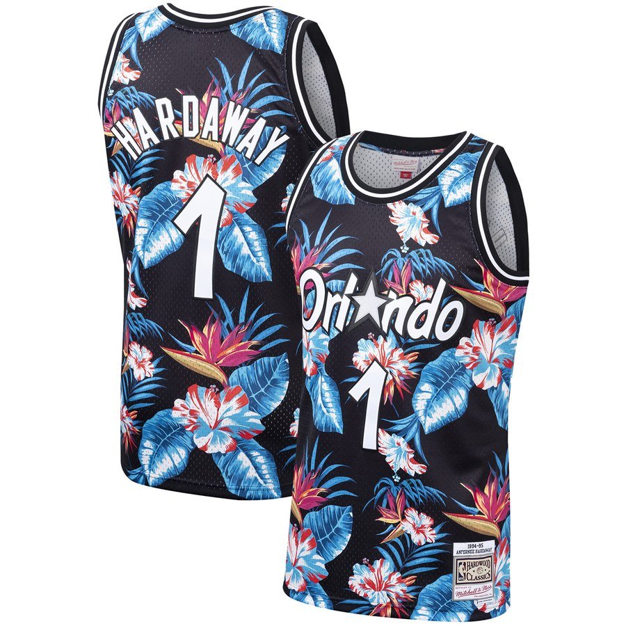 Men's Magic Mitchell & Ness Floral Fashion Penny Hardaway Jersey Black