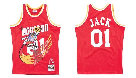 Men's Mitchell Ness Rockets #01 JACK Jointly Basketball Jersey Red