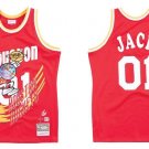 Men's Mitchell Ness Rockets #01 JACK Jointly Basketball Jersey Red