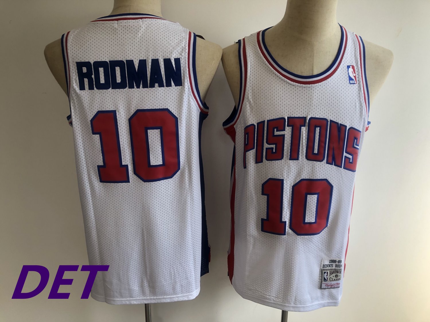 Men's Mitchell Ness Pistons #10 Dennis Rodman Jersey White