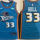 Men's Pistons #33 Grant Hill Jersey Blue Big Horse Head