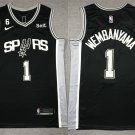 Men's Youth San Antonio Spurs #1 Victor Wembanyama Black Icon Edition Stitched Jersey
