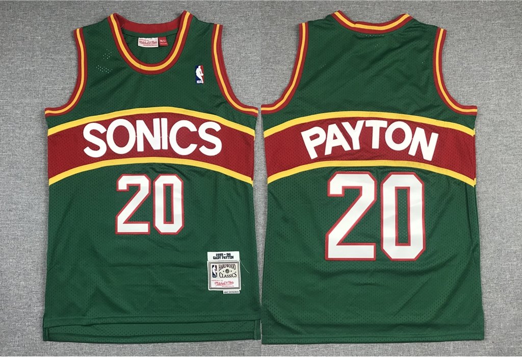 Mens Seattle Supersonics 20 Gary Payton Green Jersey Sonics Class