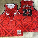 Men's Bulls #23 Michael Jordan Mitchell&Ness AU Jersey Red Paisley