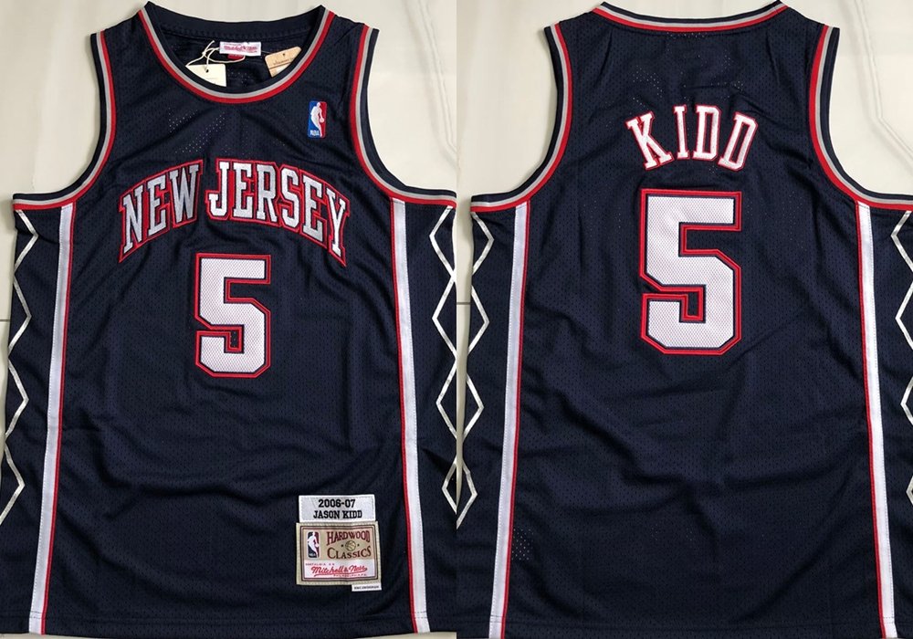Men's Jason Kidd Nets #5 Throwback Basketball AU Jersey Black