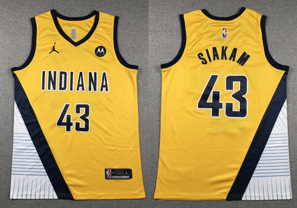 Men's Youth Pacers #43 Pascal Siakam Basketball Jersey Yellow Gold