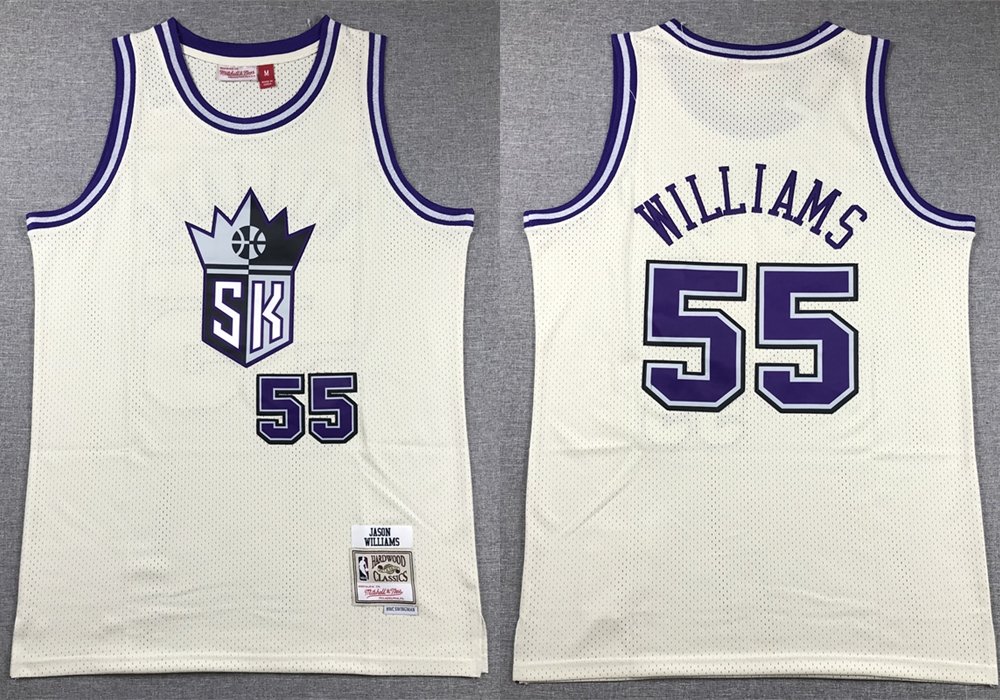Men's Mitchell & Ness Kings #55 Jason Williams Basketball Jersey Cream White