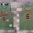 Men's Lakers #6 LeBron James Retro Jersey Green Stitched