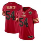 Men's 49ers #54 Fred Warner Red With 75th Anniversary Patch Jersey