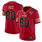Men's San Francisco 49ers #80 Jerry Rice Red 75th Patch Gold Edition Limited Jersey