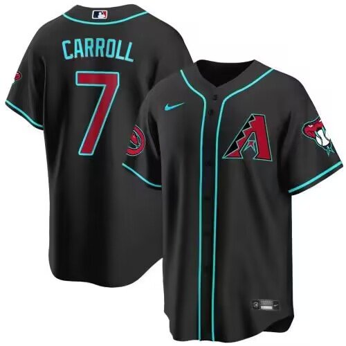 Men's Diamondbacks Active Player #7 Corbin Carroll Black 2024 Cool Base Jersey