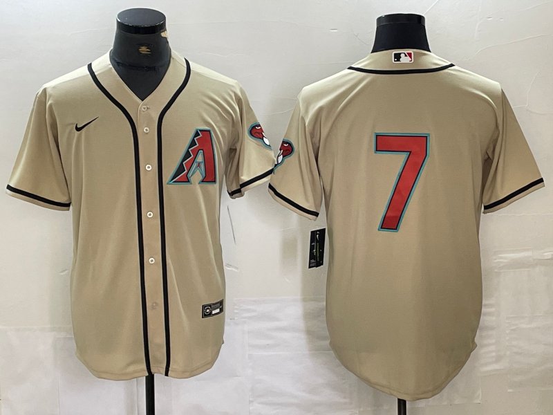 Men's Diamondbacks Active #7 Corbin Carroll Cream 2024 Cool Base Jersey