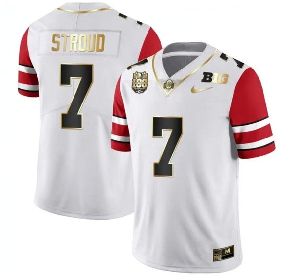 Men's Ohio State Buckeyes #7 C.J. Stroud White Stitched Football Jersey