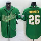 Men's Philadelphia Eagles #26 Saquon Barkley Green Gold Cool Base Baseball Jersey