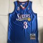 Men's Mitchell Ness 76ers Allen Iverson AU Basketball Jersey Blue Mercerization Shirt