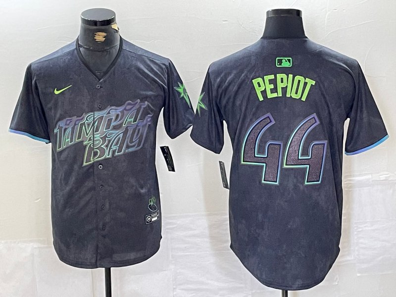 Men's Tampa Bay Rays #44 Ryan Pepiot Charcoal 2024 City Connect Cool Baseball Jersey