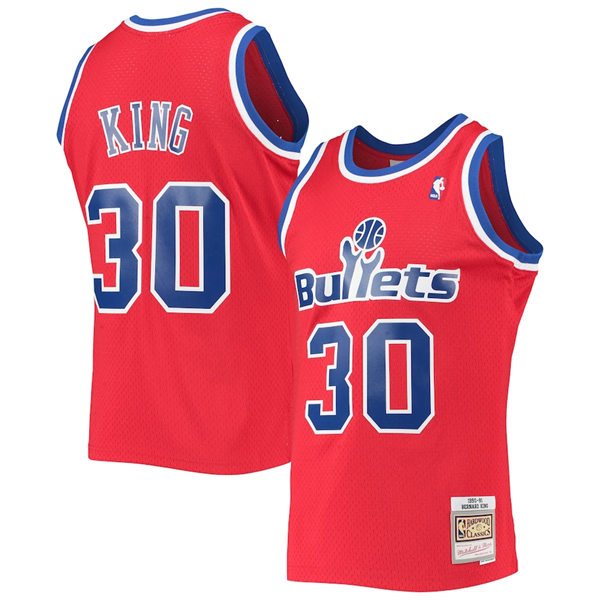Men's Washington Bullets #30 Bernard King Red 1990-91 Hardwood Classics Jersey