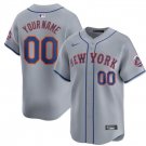 Any Size New York Mets Custom Name 2024 Away Baseball Jersey Gray