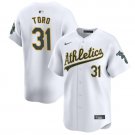 Men's Oakland Athletics #31 Abraham Toro White 2024 Home Limited Stitched Jersey