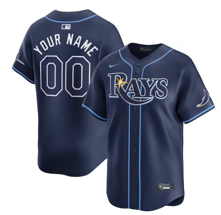 Any Size Tampa Bay Rays Custom Name 2024 Away Cool Baseball Jersey Navy