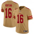 Any Size 49ers #16 Joe Montana Limited Inverted Legend Gold Jersey