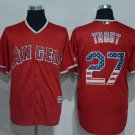 Mens Angels Of Anaheim #27 Mike Trout Red USA Flag Fashion Stitched Jersey