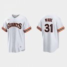 Mens Youth San Francisco Giants #31 LaMonte Wade Jr. White Cooperstown Collection Jersey