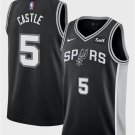 Men's San Antonio Spurs #5 Stephon Castle Black 2024 Draft Icon Edition Basketball Jersey