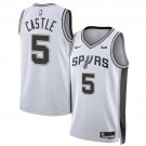 Men's San Antonio Spurs #5 Stephon Castle White 2024 Association Edition Basketball Jersey