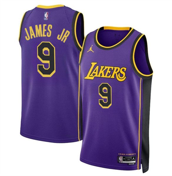 Men's Los Angeles Lakers #9 Bronny James Jr. Purple 2024 Draft ...