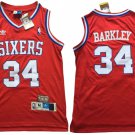 Men's Philadelphia 76ers #34 Charles Barkley Throwback Basketball Jersey Red